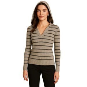 Banana Republic Hood Hooded Sweater Gray Grey Striped Women's WOMAN'S Small